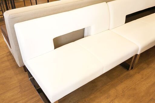 北大前! 札幌 引取 CRES クレス パトリアN 2人掛けチェア ソファー ホワイト W110×D62×H69cm 家具 2021986