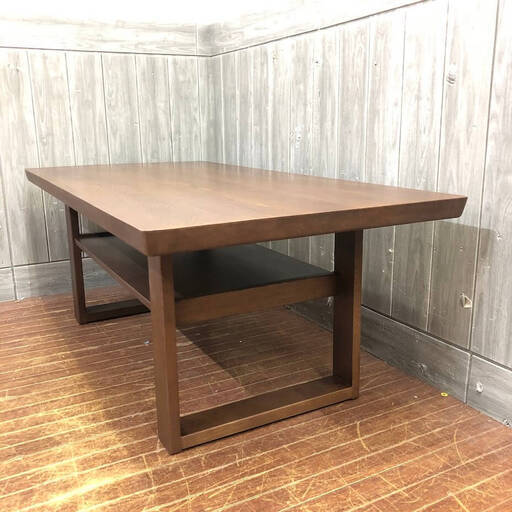ss6476　マルニ センターテーブル ダークブラウン 120×60cm マガジンラック付 maruni 木製 ローテーブル スクエア こげ茶 長方形 座卓 シンプル センターテーブル 中古 ss6476 マルニ センターテーブル ダークブラウン 120×60cm