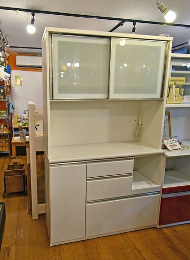 ●近郊格安配送(^^♪●2022年購入●キッチンボード　120ｃｍ　アルミナ2　中古品●相模原　横浜　神奈川●食器棚　キッチン収納●