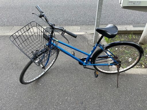 自転車　No.1284　ブルー　26インチ　LEDライト、鍵付き　シティサイクル　【リサイクルショップどりーむ荒田店】
