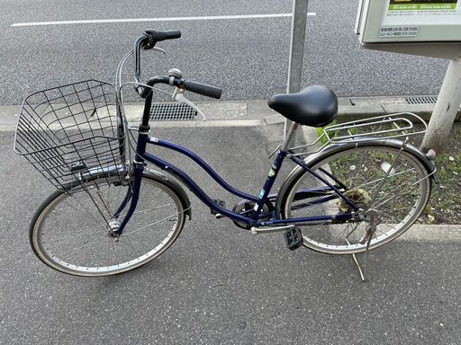 自転車　No.1285　パープル　26インチ　LEDオートライト付き　6段切り替え　【リサイクルショップどりーむ荒田店】