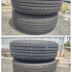 15㌅アルミホイール(BRIDGESTONE SICUREZZA design T7)と15㌅タイヤ(GOODYEAR Efficient Grip ECO)の4本セット  バリ山 / バリ溝  
