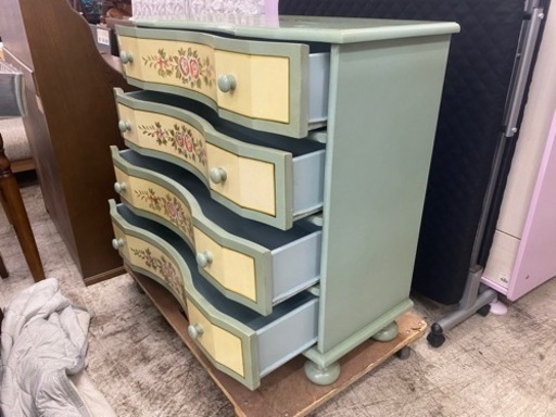 【愛品館 江戸川店 衣類収納】ロココ調 4段ローチェスト ID:155-020317-007