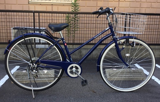 ＜超美品＞あさひサイクル INNOVATION FACTORY（イノベーションファクトリー） 27インチ・自転車 シマノ外装6段変速・鍵付・ネイビー