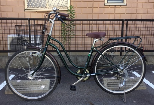 ＜整備済・美品車＞シティサイクル 26インチ自転車・シマノ外装6段変速・鍵付き