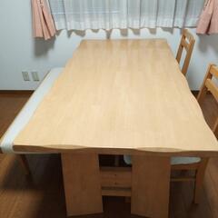 【テーブルセット】160×85×67食卓1、長椅子1、椅子2