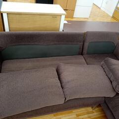 ☆ジモティ割あり☆ 3人掛けL字ソファー ブラウン クリーニング済 YJ2844