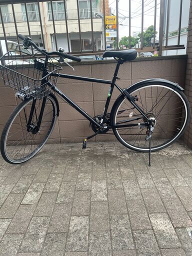 リサイクルショップどりーむ荒田店 No1289 自転車　シティサイクル　クロスバイク　２７インチ　ギア切り替え付き♪　LEDオートライト付き♪　鍵付き　カゴ付き　人気の黒♪