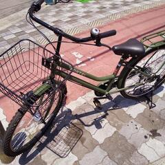 ♪ジモティー特価♪シマノ製外装６段変速・前カゴ・ＬＥＤオートライト　極太タイヤ付き２６型シティサイクル中古