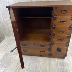 からくり箪笥 鍵付 昭和レトロ アンティーク 子引き出し