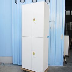 上下書庫セット 両開き/両開き 鍵あり ホワイト オカムラ製レクト 
