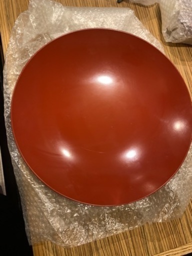 新品 朱色【大盃】12寸サイズ【脚付】【2セット】脚本体ねじ込みタイプ 盛り皿　大皿　大杯