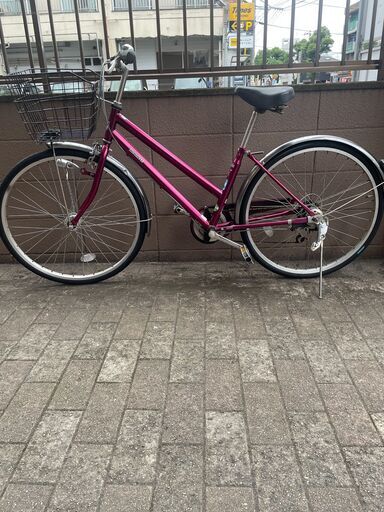 リサイクルショップどりーむ荒田店 No1290  自転車　シティサイクル　２６インチ　メタリックパープル　ギア切り替え付き　LEDオートライト付き　状態良好♪
