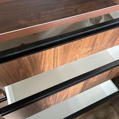 マルキタ家具 美品 キッチンボード レンジボード 食器棚 ブラウン 縦２００cm横１１４cm奥行き４８cm