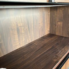 マルキタ家具 美品 キッチンボード レンジボード 食器棚 ブラウン 縦２００cm横１１４cm奥行き４８cm