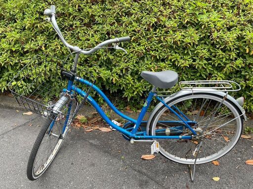 自転車　No.1221　ブルー　シティーサイクル　26インチ　LEDライト付き　AGENDA　※サドル固着上下不可(´;ω;｀)　【リサイクルショップどりーむ天保山店】