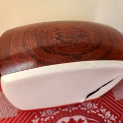 三味線、地唄、子持ち綾杉胴、紅木、桐ハードケース、バチ付