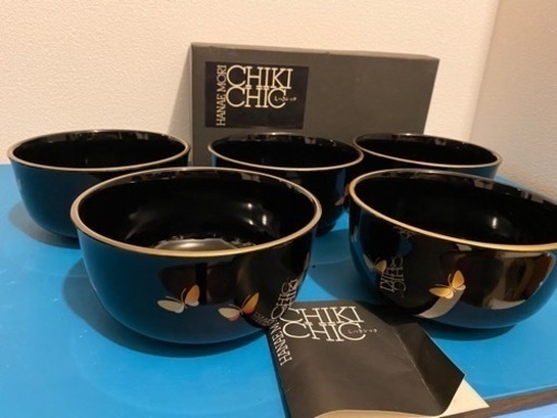 【漆器 】HANAE MORI ハナエモリ　CHIKICHICしっきシック　お椀５個セット