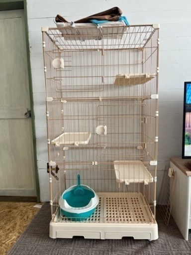 キャットケージ3段＋トイレ付き