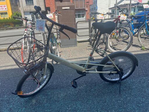リサイクルショップどりーむ天保山店　No1218　自転車　シティーサイクル　20インチ　ベル付き　ベージュ　LEDライト付き