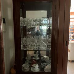 8角形8段チェスト 漆器風 山水画