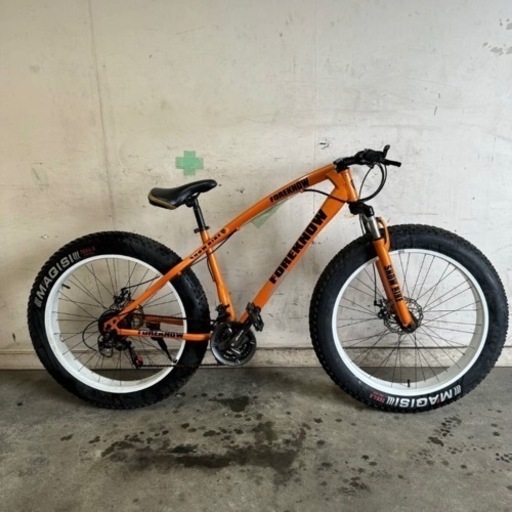 477(U)□岐阜発　△FOREKNOW/SNOW BIKE/極太タイヤ/マウンテンバイク/3×7段変速/ディスクブレーキ/26×4.0/走行確認/現状品　R6.5/1□
