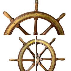 ハンドル  操舵輪　船の舵 アンティーク 大型 木製 95㎝ インテリア 置物に　直接引取大歓迎‼　地域限定有料配送サービスあり‼