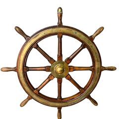 ハンドル  操舵輪　船の舵 アンティーク 大型 木製 95㎝ インテリア 置物に　直接引取大歓迎‼　地域限定有料配送サービスあり‼