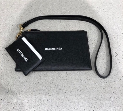 【BALENCIAGA】 バレンシアガ　レザー カードホルダー＆ポーチ ストラップ付き