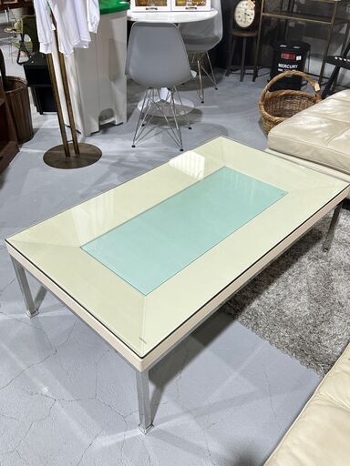 ★ガラステーブル★ センターテーブル ローテーブル ディスプレイテーブル ホワイト W120cm シンプル オシャレ