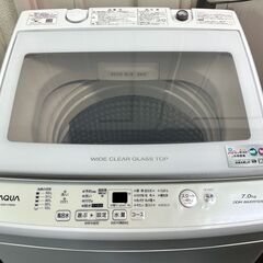 ㉓【税込み】アクア 7kg 全自動洗濯機 AQW-V7M ガラストップ 2021年製