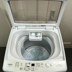㉓【税込み】アクア 7kg 全自動洗濯機 AQW-V7M ガラストップ 2021年製