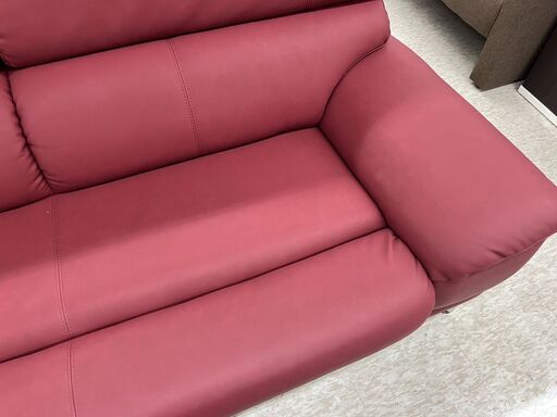 ３人掛けソファー　ワインレッド　オットマン付き　美品 3人掛けソファー ワインレッド オットマン付き 美品