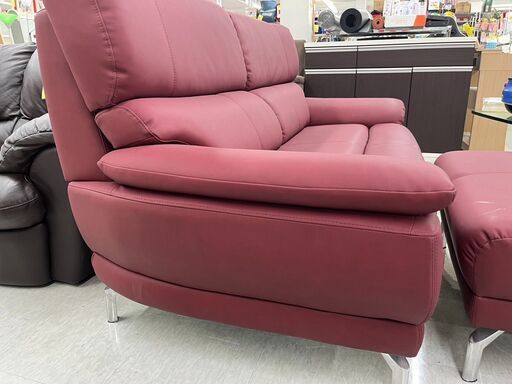 3人掛けソファー ワインレッド オットマン付き 美品