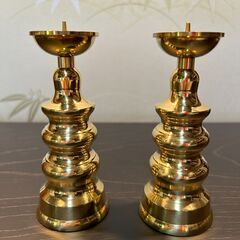 【未使用】燭台 ローソク立て ゴールド 1対 13㎝ お盆 仏具