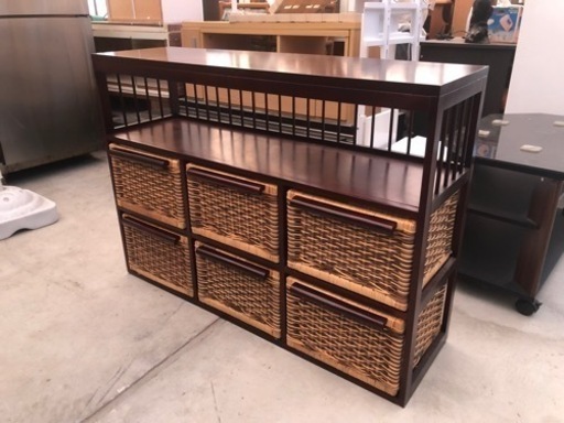 アジアン家具 ラタンランドリーチェスト 105cm×30cm×高さ75cm