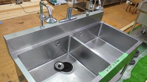 【商談中】ステンレス2槽シンク蛇口3つ付き【配送設置ご相談ください】