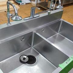 【商談中】ステンレス2槽シンク蛇口3つ付き【配送設置ご相談ください】
