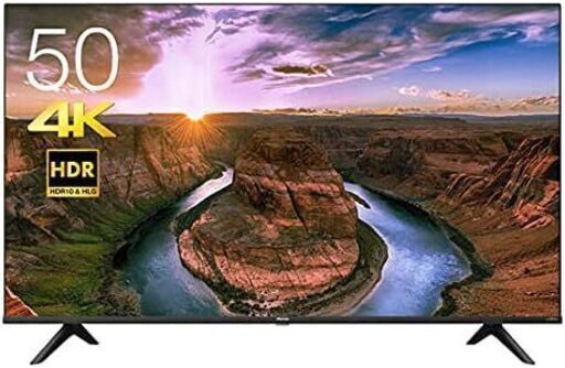 ②ハイセンス Hisense 50V型 4K内蔵液晶テレビ 50E65G YouTube対応 2021年製 ワレあり ジャンク扱い