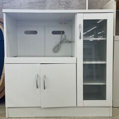 ☆ジモティ割あり☆ レンジ台 ホワイト H90.5×D45×W100.5 クリーニング