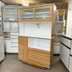 【超美品‼️】定価13万♪ 高級 株式会社サンコウ 120cm幅キッチンボード 食器棚 収納家具 木製ブラウン♪