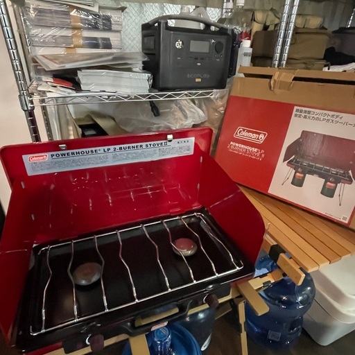 コールマン(Coleman) グリル パワーハウスLPツーバーナーストーブII キャリーハンドル付 ハイパワー　赤