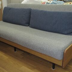 R438 モーブル 大川家具 3人掛けソファベッド PACE ペース布張りカバーリング ウォッシャブル（特許製品採用）ごろ寝ソファ幅180cm 美品