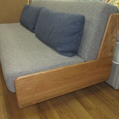 R438 モーブル 大川家具 3人掛けソファベッド PACE ペース布張りカバーリング ウォッシャブル（特許製品採用）ごろ寝ソファ幅180cm 美品