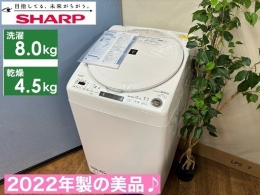 I369  ジモティー限定価格！ SHARP 洗濯乾燥機 （8.0㎏/4.5㎏） ⭐ 動作確認済 ⭐ クリーニング済