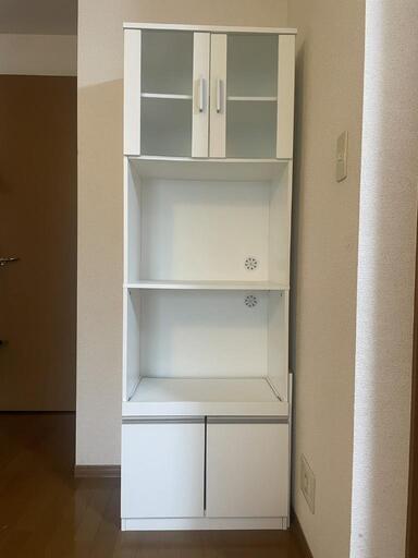 ニトリ　食器棚、レンジ台　収納　棚　ラック　キッチン家具　 キッチン収納　キッチンキャビネット(フォルムN RE1860 WH)