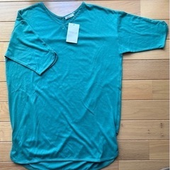 レディース 丈長Tシャツ  Ｌ  緑系　 タグ付き未使用品
