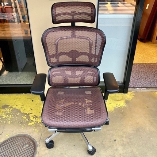 【池上店】保管品・美品  Ergohuman エルゴヒューマン Pro プロ Ottoman オットマン ヘッドレスト オフィスチェア OAチェア 椅子 イス チェア　検) エラストメリックメッシュ ＫＭ-13 オレンジ