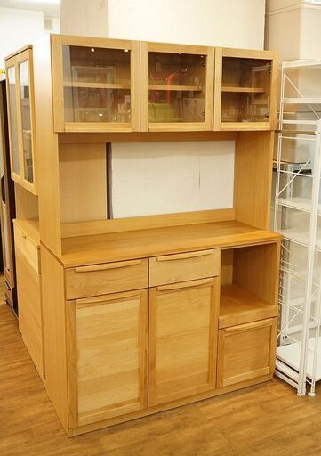 （Y）北大前! 札幌 引取 unico ウニコ 株式会社ミサワ SULA スーラ キッチンボード W1190 オープン ベージュ W119×D47.5×H180.5cm 食器棚 キッチン家具 2047133