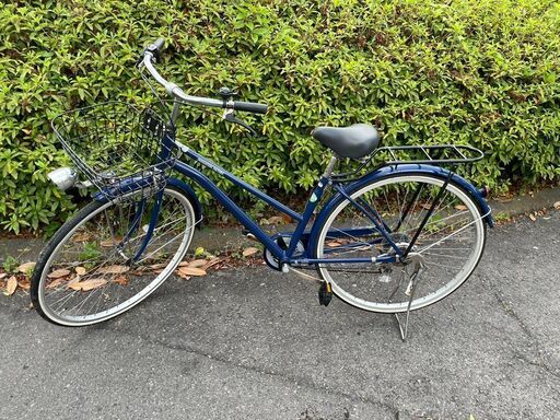 自転車　No.1229　シティサイクル　ブルー　27インチ　6段切替　LEDライト　【リサイクルショップどりーむ天保山店】